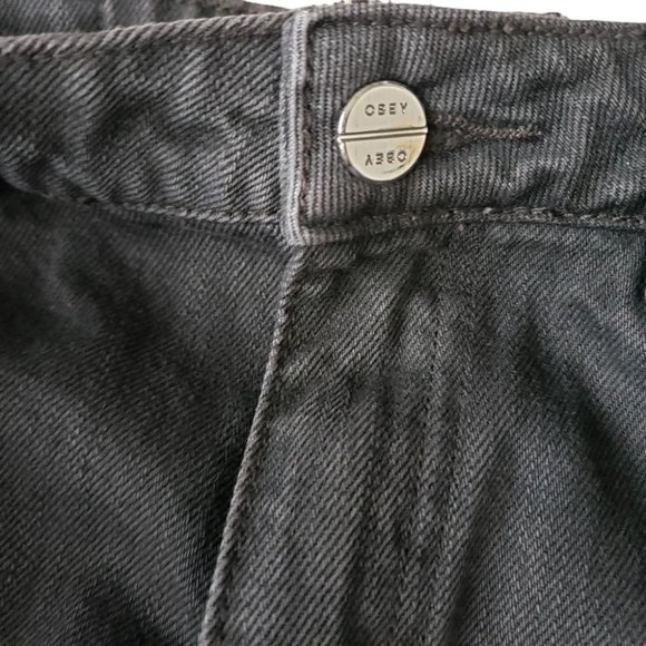 Obey black denim high waist pencil skirt with back zipper slit - Picture 10 of 13